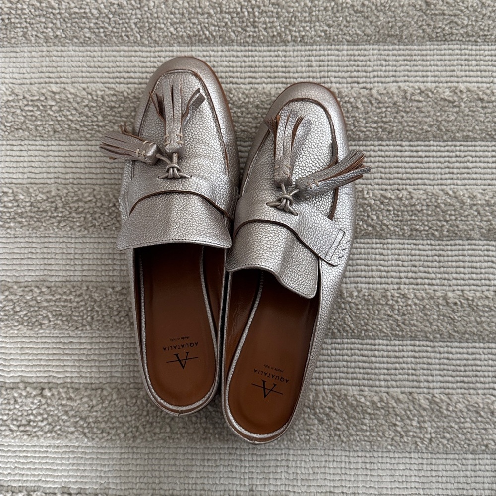 Aquatalia Metallic Silver Women’s Loafers
